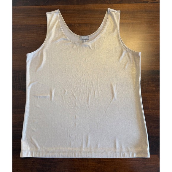 Chico's Tops - Chicos Travelers Metallic Champagne Gold Tank Top Sleeveless Scoop Neck Size 2 L